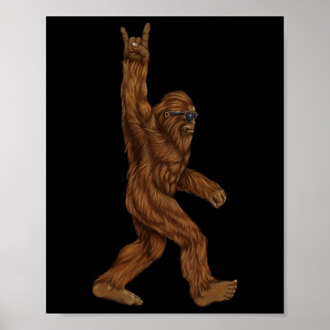 Rock on Bigfoot Sasquatch Lieben Rock und Roll Sun Poster (Vorne)