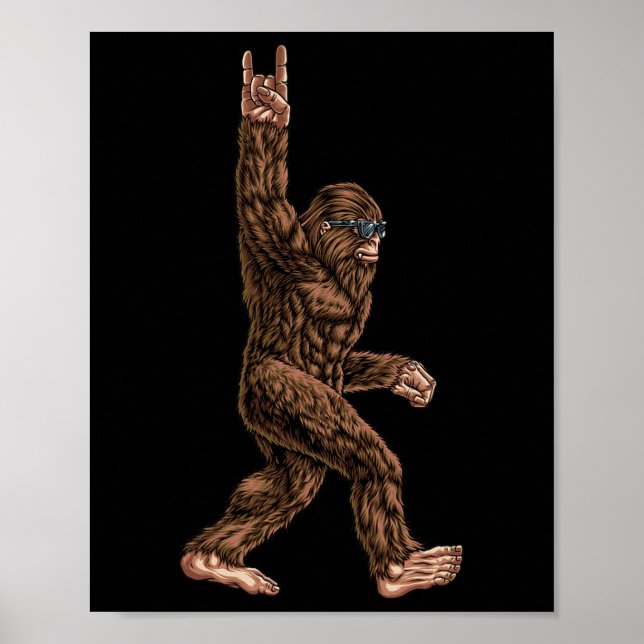 Rock on Bigfoot Sasquatch Lieben Rock und Roll Sun Poster (Vorne)