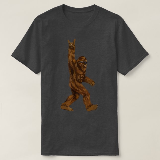 Rock on Bigfoot Sasquatch Lieben Rock und Roll Sun T-Shirt (Design vorne)