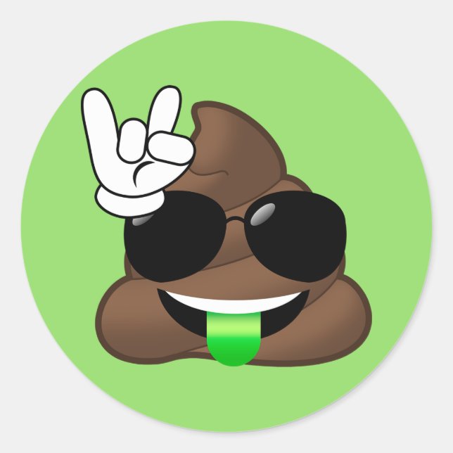 Rock On Cool Gekackt Emoji Green Stickers (Vorderseite)