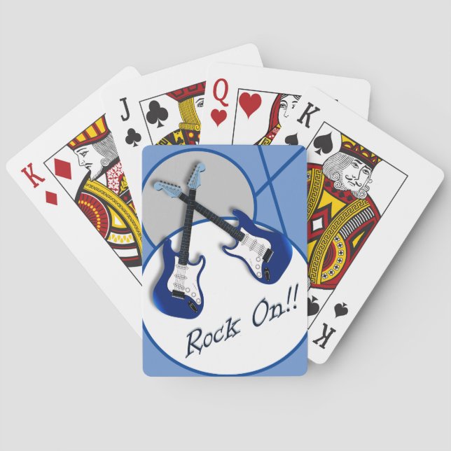 Rock on Double Blue Gitarre spielen Karten Spielkarten (Rückseite)