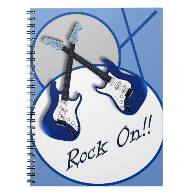 Rock On Double Blue GitarrenNotebook Notizblock (Vorderseite)