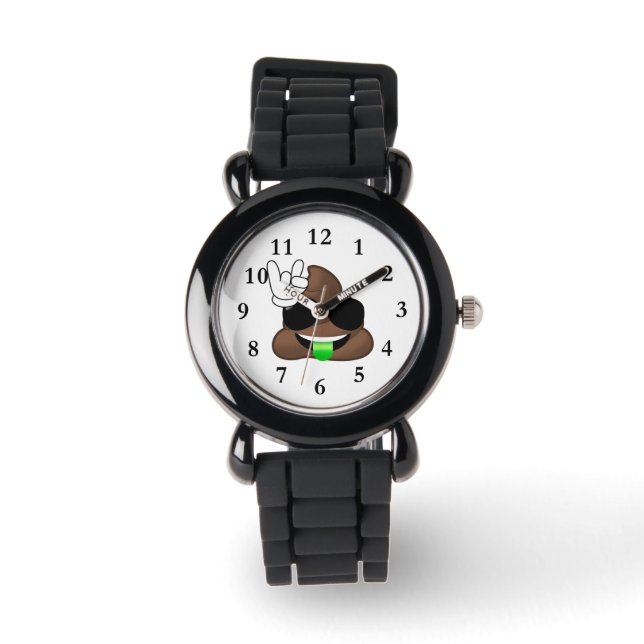 Rock on Emoji Gekackt Armbanduhr (Vorderseite)
