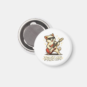 Rock On Gitarre Hund Lustige Rockmusik Magnet