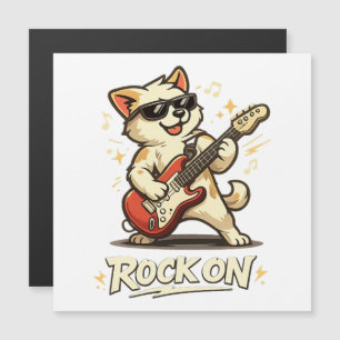 Rock On Gitarre Hund Lustige Rockmusik Magnetkarte