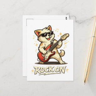 Rock On Gitarre Hund Lustige Rockmusik Postkarte