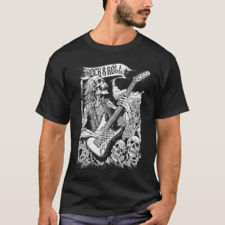 Rock On Gitarre Vintag 80er Rock & Roll Skeleton T-Shirt