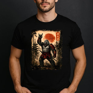 Rock On Gorilla Japanisches Vintage-Grafik-Ukiyo-e T-Shirt