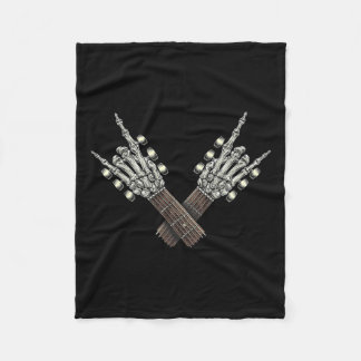 Rock on Guitar Neck Rock and Roll Halloween Skelet Fleecedecke