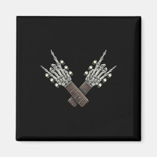 Rock on Guitar Neck Rock and Roll Halloween Skelet Magnet