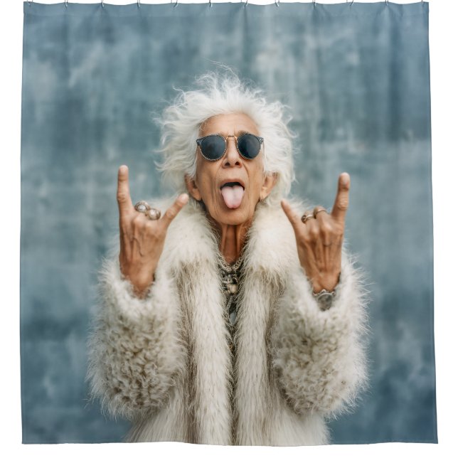 Rock On in Style Duschvorhang (Vorderseite)