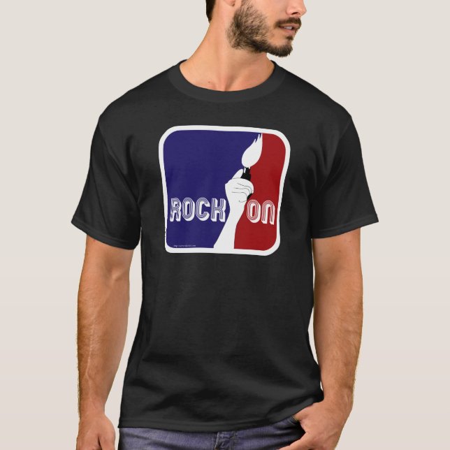 Rock On Lighter Design Music Cartoon Logo T-Shirt (Vorderseite)