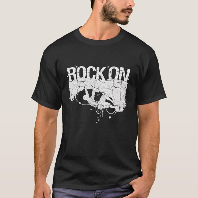 Rock On Rock Climbing Druck Climber Boulding T-Shirt (Vorderseite)