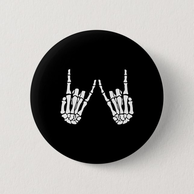 Rock On Rock Star Skeleton Hands Halloween-Kostüm Button (Vorderseite)