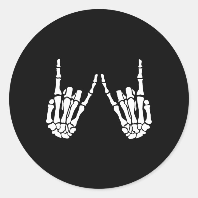 Rock On Rock Star Skeleton Hands Halloween-Kostüm Runder Aufkleber (Vorderseite)