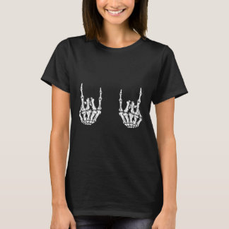 Rock On Rock Star Skeleton Hands Rocker Funny Hall T-Shirt