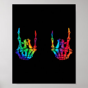 Rock On Rock Star Skeleton Hands Rocker Halloween Poster