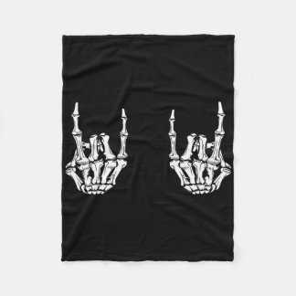 Rock On Rock Star Skeleton Hands Rocker Spaß Hallo Fleecedecke