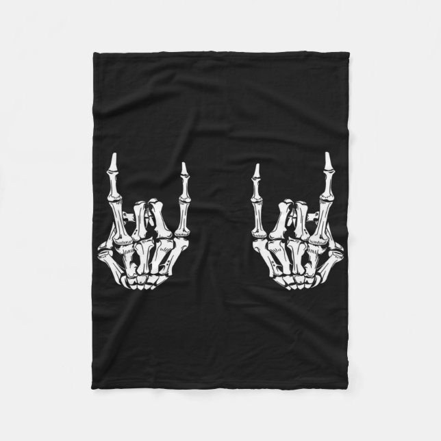 Rock On Rock Star Skeleton Hands Rocker Spaß Hallo Fleecedecke (Vorderseite)