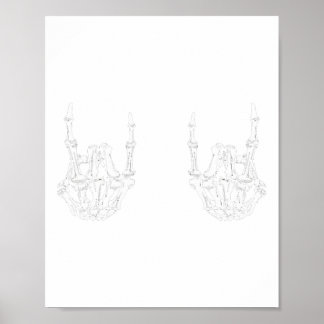 Rock On Rock Star Skeleton Hands Rocker Spaß Hallo Poster