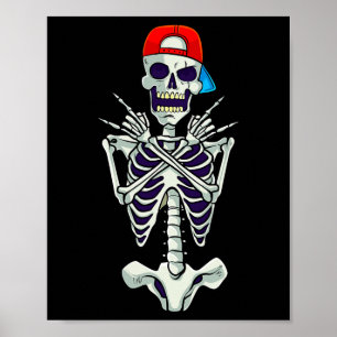 Rock on Rocker Skeleton Hands Kostüm Funny Hallow Poster