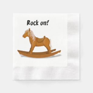 Rock on Rocking Horse Niedlich Kids Cartoon Art Serviette