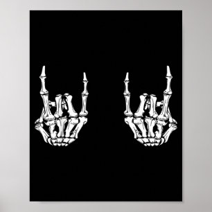 Rock On Rockstar Skeletthände Rocker Lustig Poster