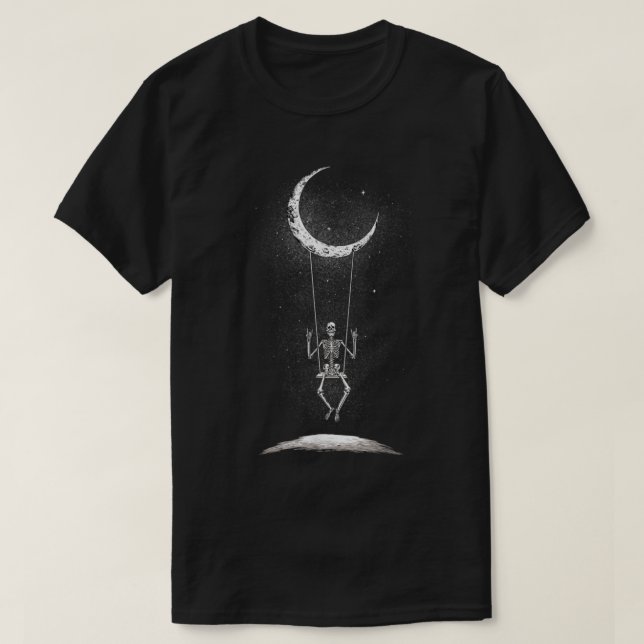 Rock on Skeleton, der von einer Mondkonzert-Band s T-Shirt (Design vorne)