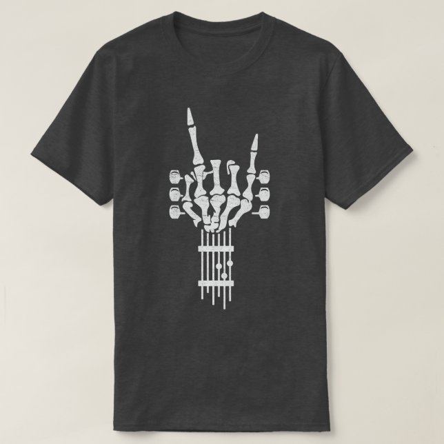 Rock On Skeleton Gitarre Neck Gitarrist Rock & Rol T-Shirt (Design vorne)