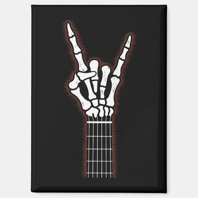 Rock on Skeleton Hand Gitarrengeschenke Magnet (Vorderseite)