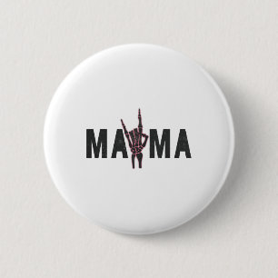 Rock on Skeleton Hand Mama Halloween Vintages T-Sh Button