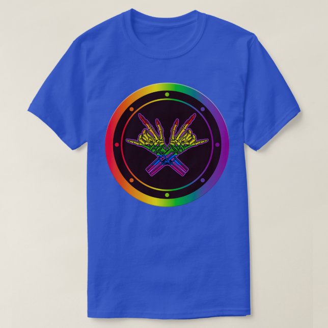 Rock On Skeleton Hand Pride T-Shirt (Design vorne)