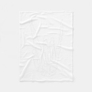 Rock on Skeleton Hand Sign - Minimalistisches Hall Fleecedecke