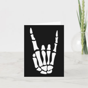 Rock on Skeleton Hand Sign - Minimalistisches Hall Karte