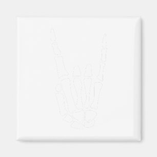 Rock on Skeleton Hand Sign - Minimalistisches Hall Magnet