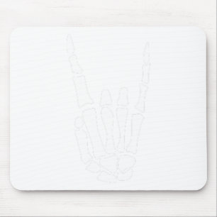 Rock on Skeleton Hand Sign - Minimalistisches Hall Mousepad