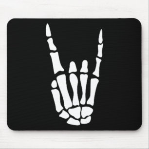 Rock on Skeleton Hand Sign - Minimalistisches Hall Mousepad