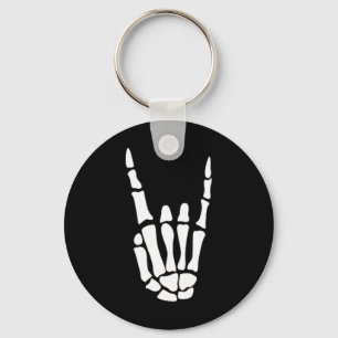 Rock on Skeleton Hand Sign - Minimalistisches Hall Schlüsselanhänger