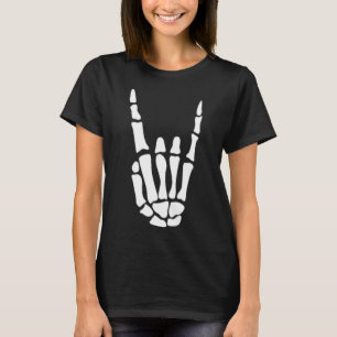 Rock on Skeleton Hand Sign - Minimalistisches Hall T-Shirt