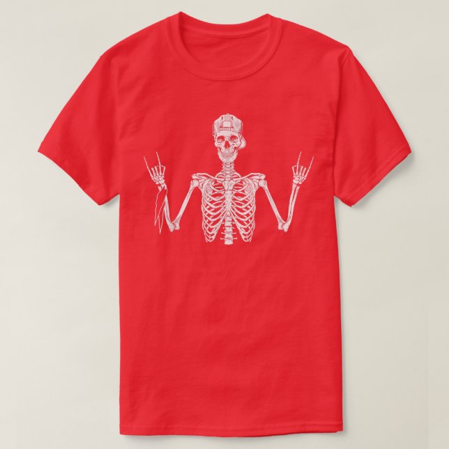 Rock on Skeleton Hands Rocking Funny Hand Hippie H T-Shirt (Design vorne)