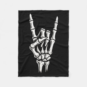 Rock On Skelett Hand - Punk Gothic Halloween Fleecedecke