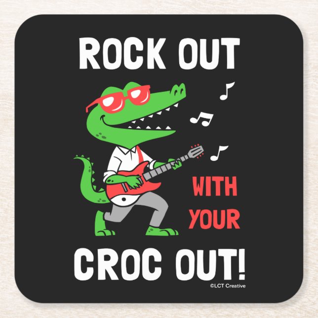 Rock out mit deinem Croc Rechteckiger Pappuntersetzer (Vorderseite)