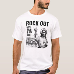 Rock Out mit deiner Herde Out! - Lustiges Jesus Me T-Shirt