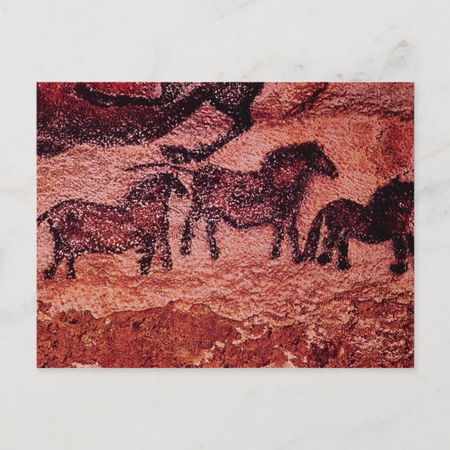 Rock painting of tarpans, um 17000 v. Chr. Postkarte (Vorderseite)