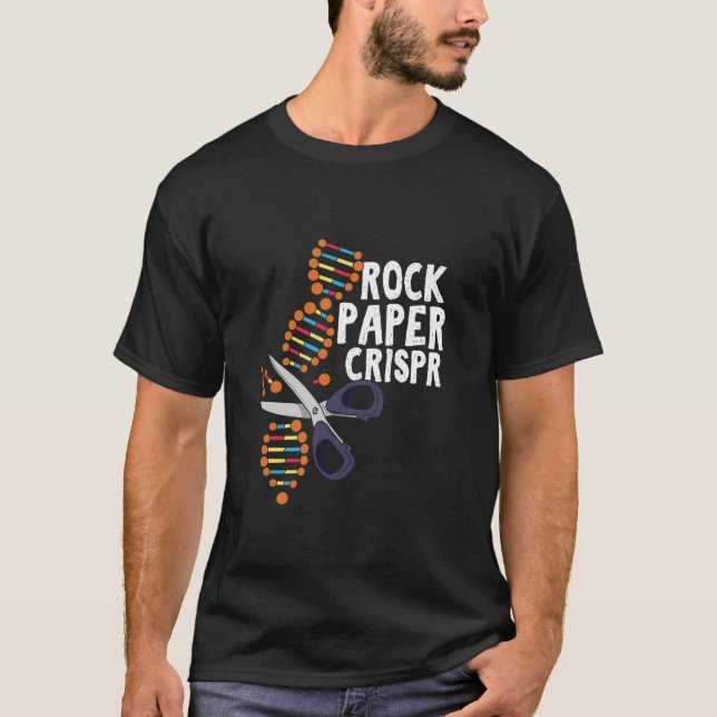 Rock Paper Crispr DNA Biologe Gentechnik T-Shirt (Vorderseite)