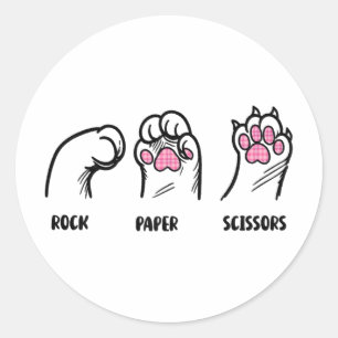 Rock Paper Schere Cat Paws Funny Cat Lover Kitte Runder Aufkleber