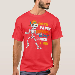 Rock-Paper Schere Halsschlag Ich gewinne Skeleton T-Shirt