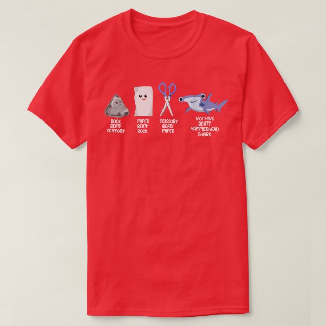 Rock Paper Scheren Hammerhead Hai Kleidung Geschen T-Shirt (Design vorne)