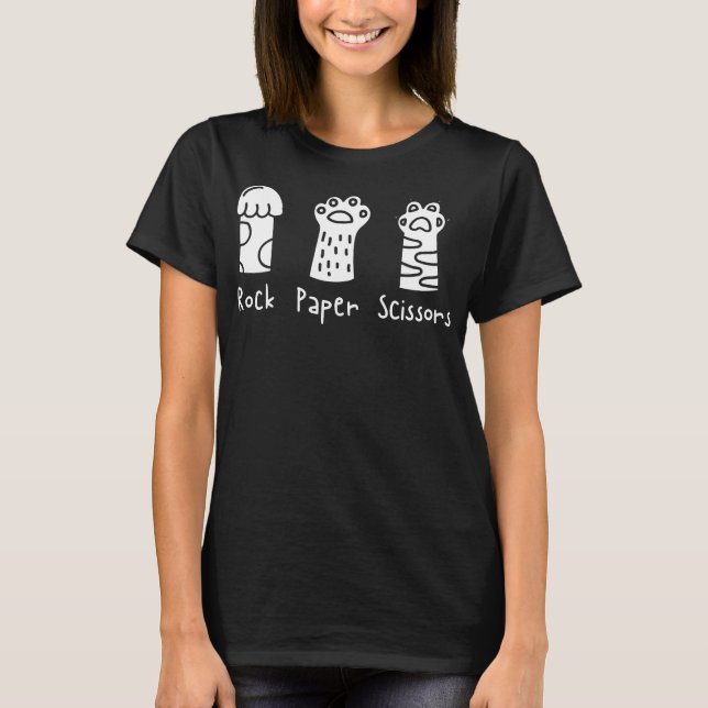 Rock Paper Scheren Handkatzenpaws Katzenklatsche L T-Shirt (Vorderseite)