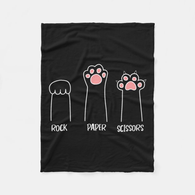 Rock Paper Scheren Handspiel Niedlich Paw Funny Ca Fleecedecke (Vorderseite)
